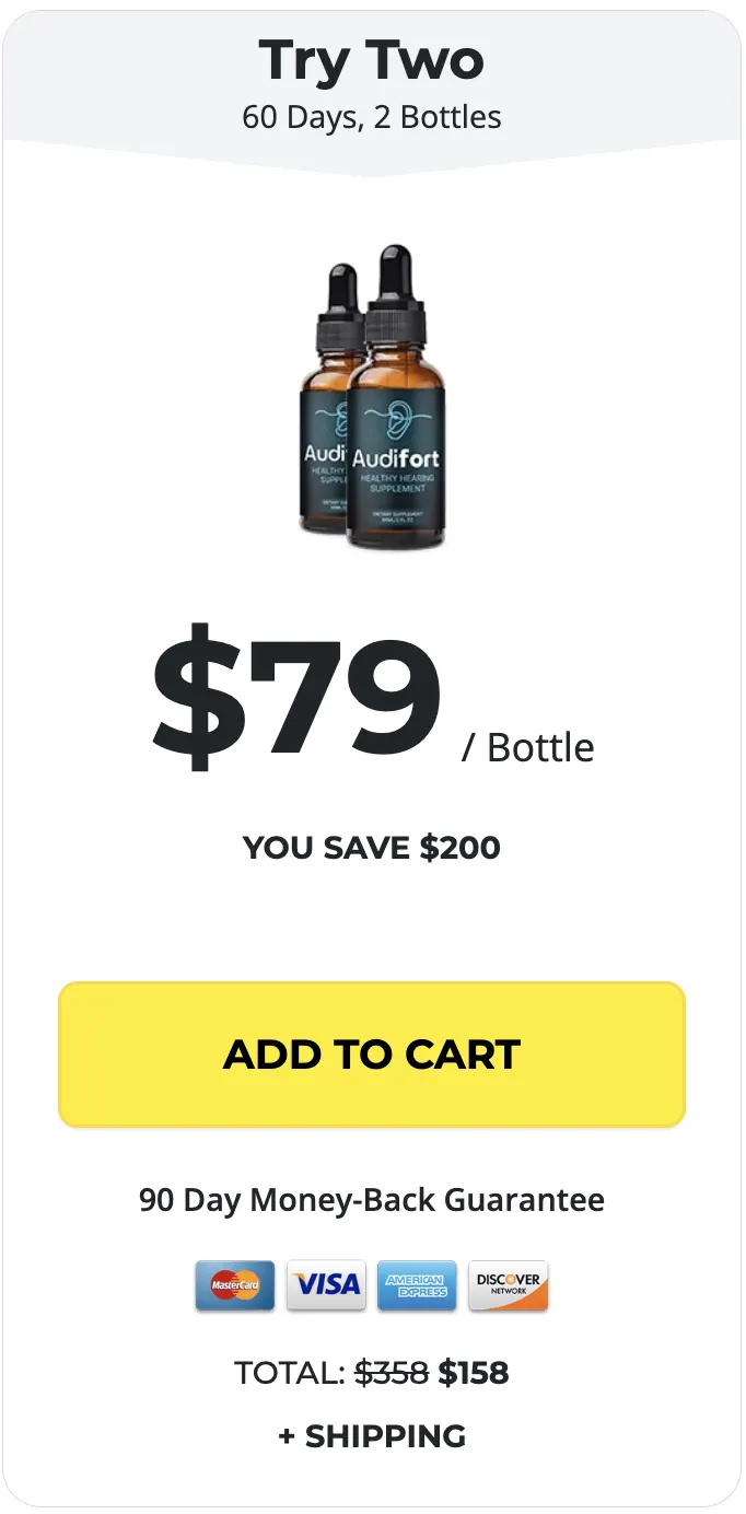 Audifort try two 2 bottles 79 dollars per bottle total 158
